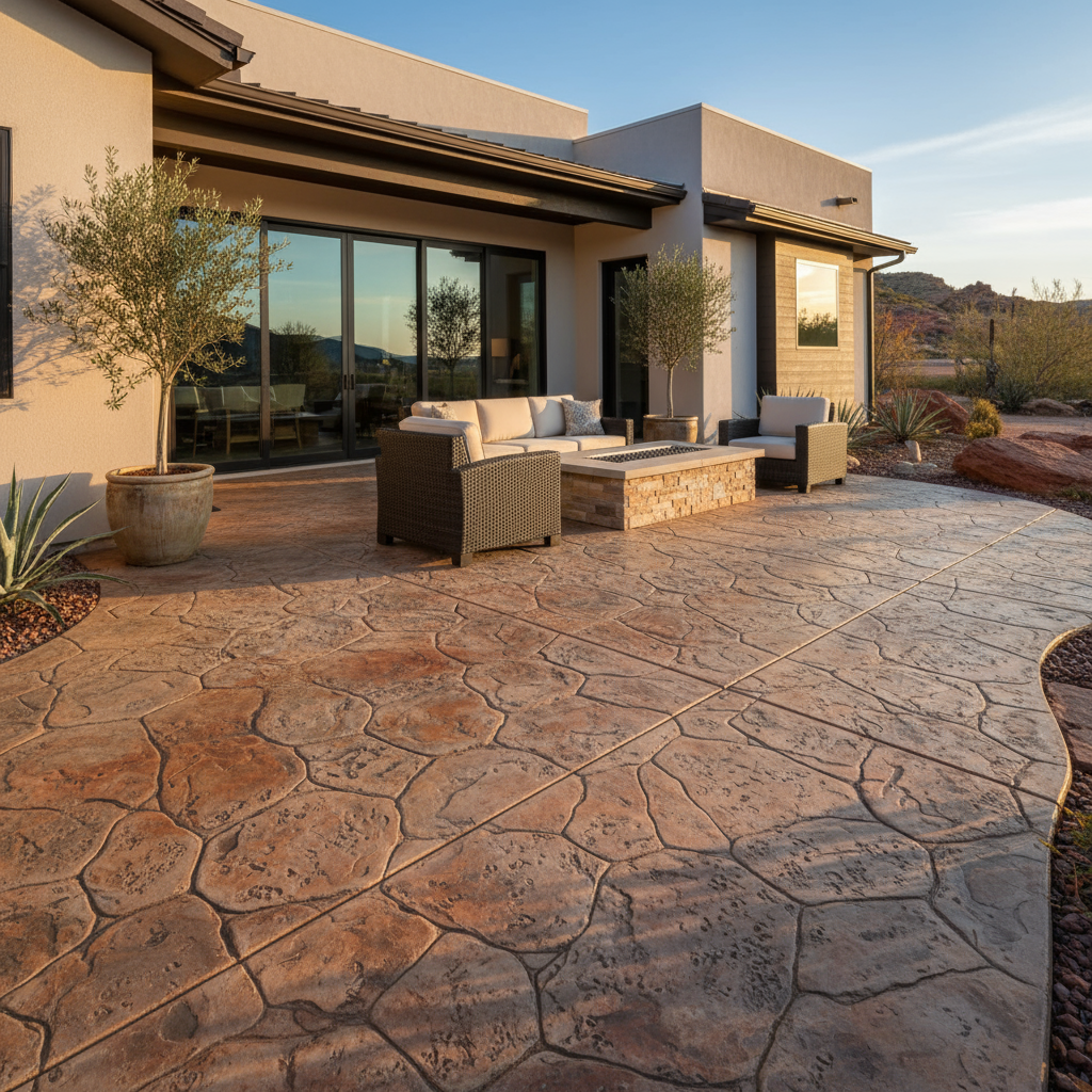 Decorative Concrete for Concrete Services in St. George, Utah - professional installation showing decorative concrete in Southern Utah desert landscape