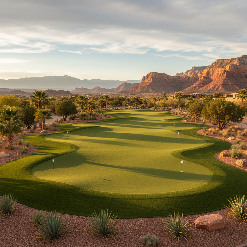 Commercial and Residential Greens for Custom Putting Greens in St. George, Utah - professional installation showing commercial and residential greens in Southern Utah desert landscape