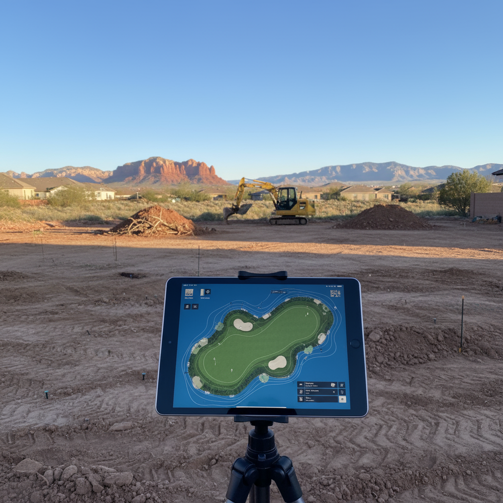 Custom Green Design for Custom Putting Greens in St. George, Utah - professional installation showing custom green design in Southern Utah desert landscape