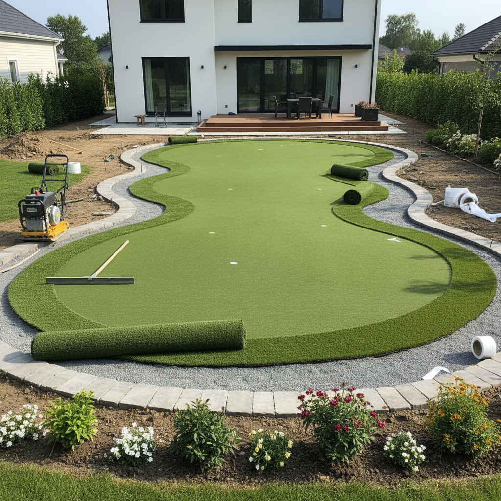 Precision Installation for Custom Putting Greens in St. George, Utah - professional installation showing precision installation in Southern Utah desert landscape