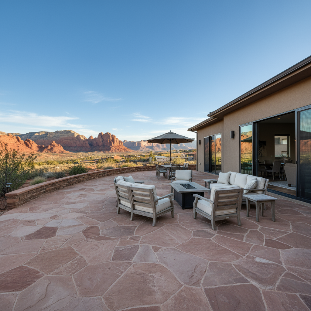 Patios and Walkways for Hardscape Construction in St. George, Utah - professional installation showing patios and walkways in Southern Utah desert landscape