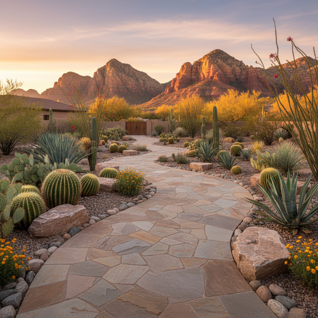 Hardscaping Elements for Landscaping Services in St. George, Utah - professional installation showing hardscaping elements in Southern Utah desert landscape