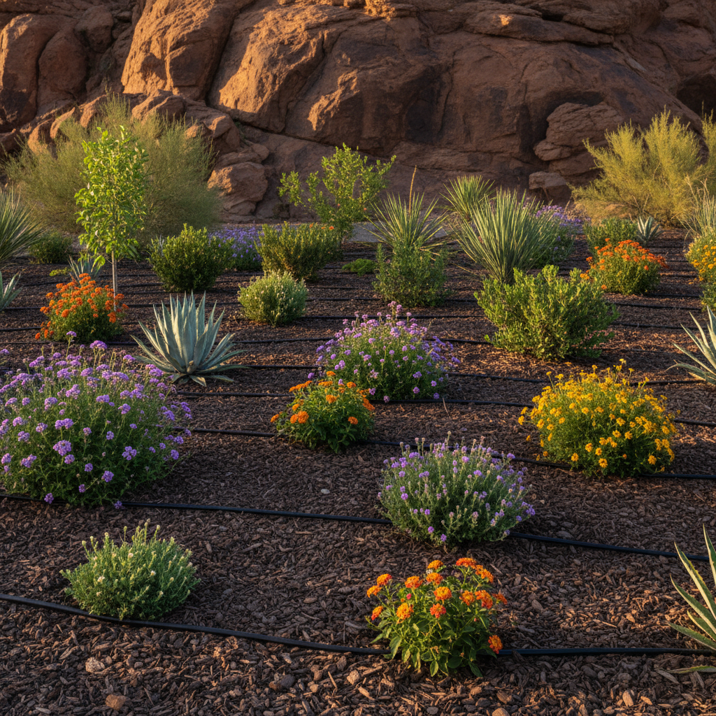 Planting and Softscapes for Landscaping Services in St. George, Utah - professional installation showing planting and softscapes in Southern Utah desert landscape