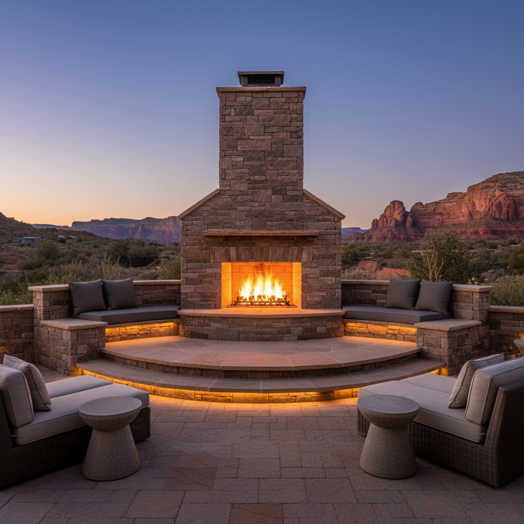 Outdoor Fireplaces for Outdoor Fireplaces & Fire Pits in St. George, Utah - professional installation showing outdoor fireplaces in Southern Utah desert landscape