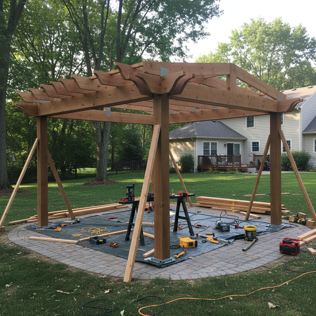 Professional Installation for Pergolas & Awnings in St. George, Utah - professional installation showing professional installation in Southern Utah desert landscape