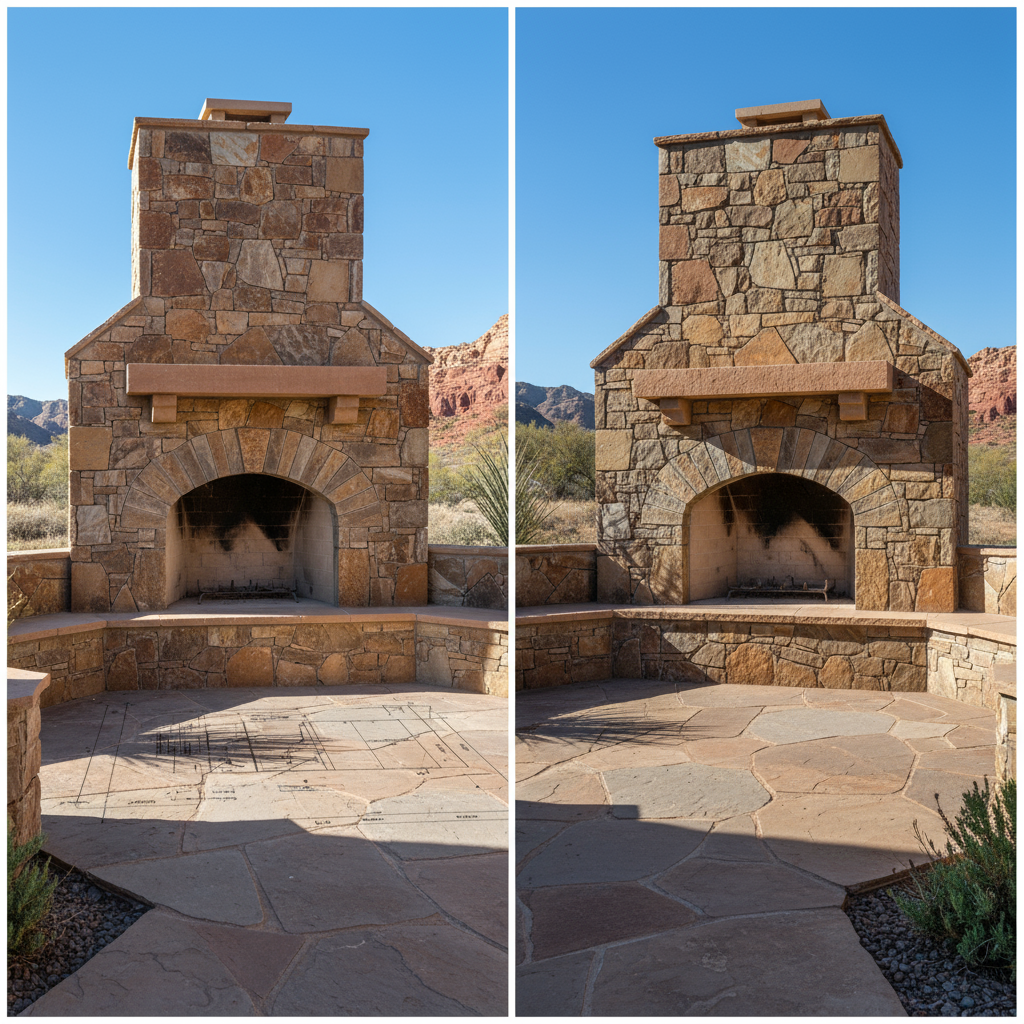 Custom Masonry Design for Stonework & Masonry in St. George, Utah - professional installation showing custom masonry design in Southern Utah desert landscape