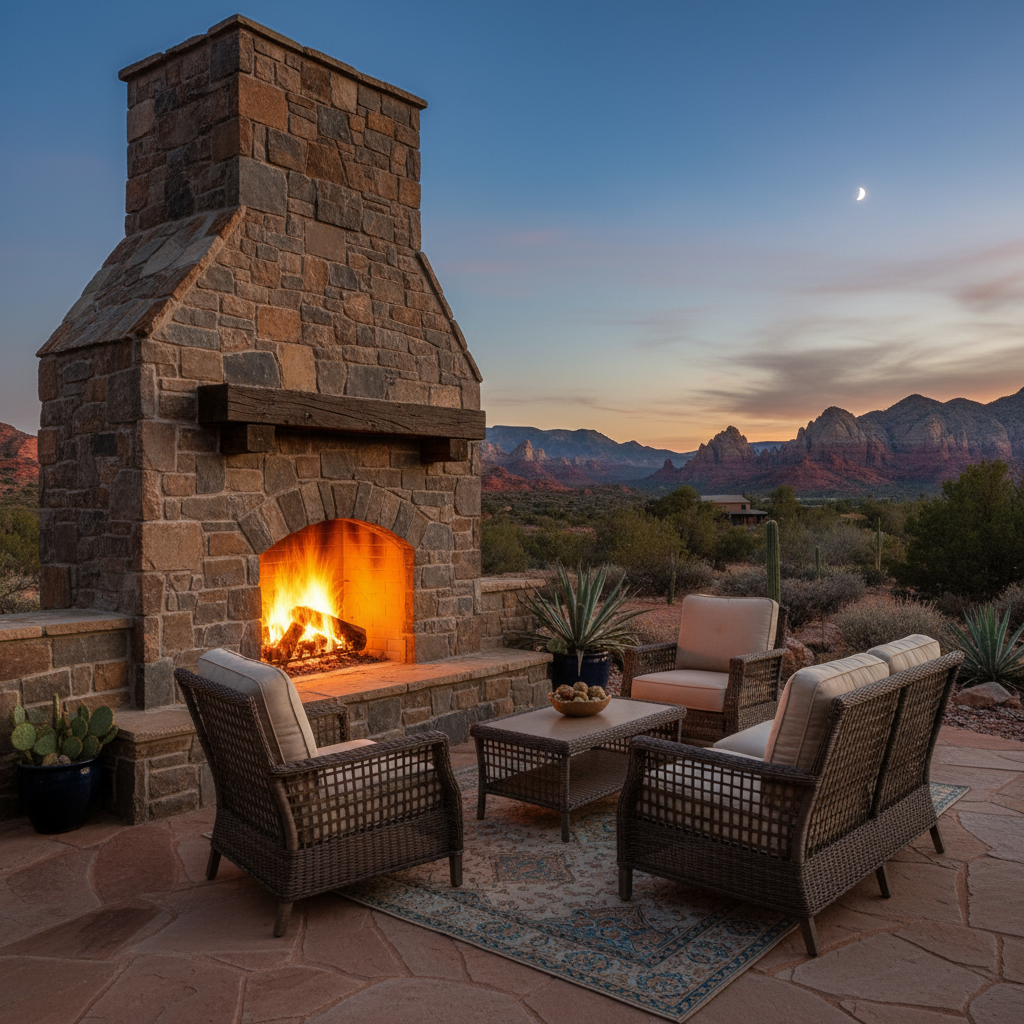 Outdoor Fire Features for Stonework & Masonry in St. George, Utah - professional installation showing outdoor fire features in Southern Utah desert landscape